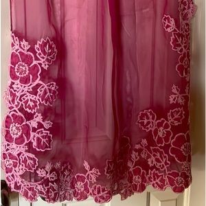 Brand new pink/rose nylon scarf with lace